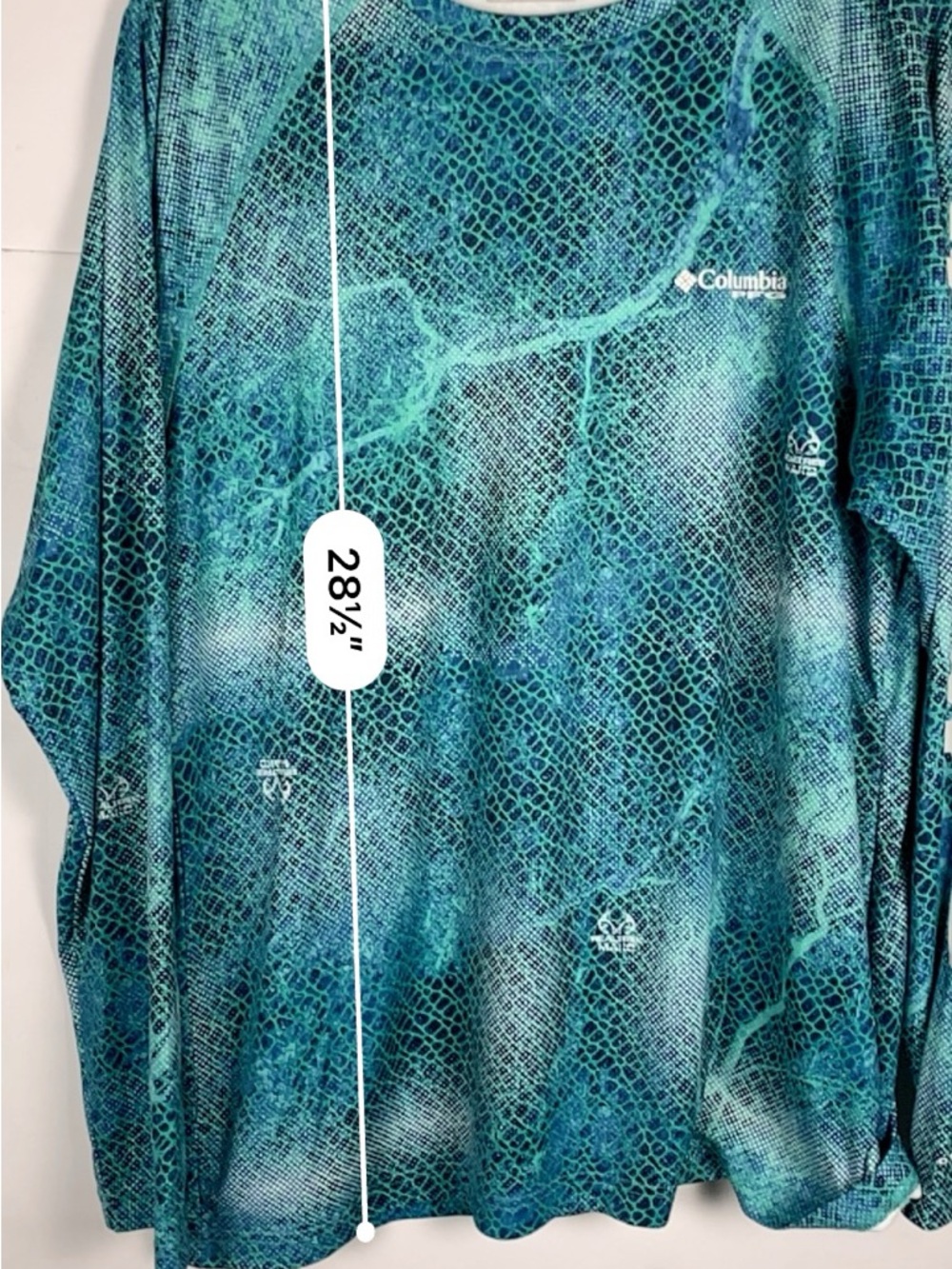 Columbia PFG Shirt Men’s M Blue Green Omni-Shade Realtree Long Sleeve Fishing - Picture 12 of 14